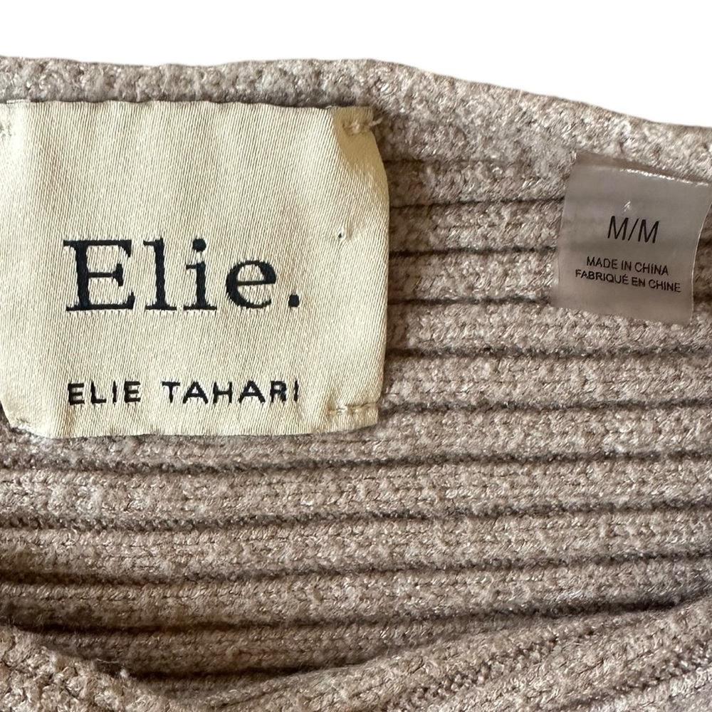 ELIE. by Elie Tahari tan ribbed dolman sleeve sweater size Medium - Picture 3 of 5